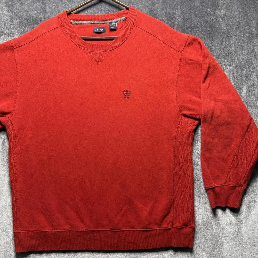 IZOD Sweatshirt Mens XLT Red Fleece Embroidered Logo Pullover Big & Tall